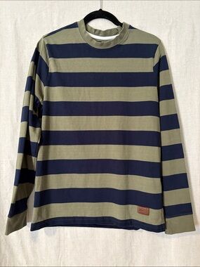 RVCA Olive & Navy Striped Long Sleeve Tee